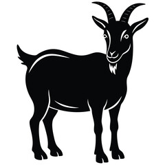 Goat Silhouettes, Cute Goat Vector Black Illustration