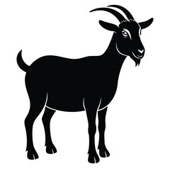 Goat Silhouettes, Cute Goat Vector Black Illustration