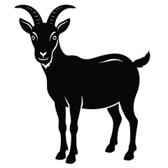 Goat Silhouettes, Cute Goat Vector Black Illustration