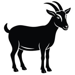 Goat Silhouettes, Cute Goat Vector Black Illustration