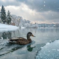 duck in water winter session
