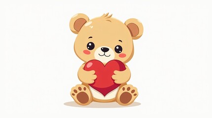 Naklejka premium Teddy bear with red heart
