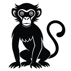 black and white illustration of a monkey