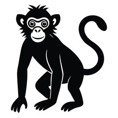 black and white illustration of a monkey