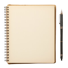 Blank notebook and pen on transparent background office supplies minimalist style