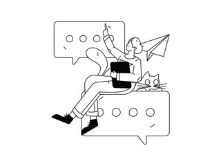 Flat vector illustration of business people operating work scene
