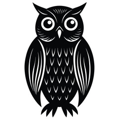 elegant wise owl bird perch logo, icon, symbol design illustration