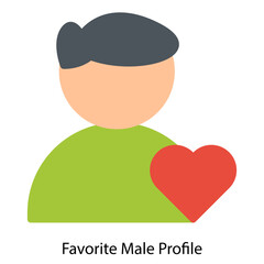 Favorite Male Profile single vector illustration icon