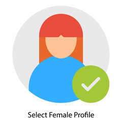Select Female Profile single vector illustration icon