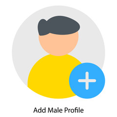 Add Male Profile single vector illustration icon