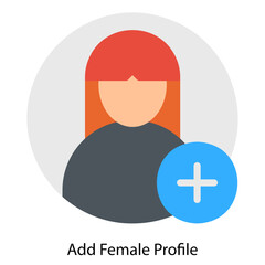 Add Female Profile single vector illustration icon