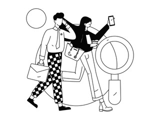 Flat vector illustration of business people operating work scene
