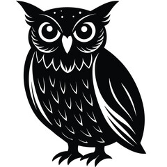 elegant wise owl bird perch logo, icon, symbol design illustration