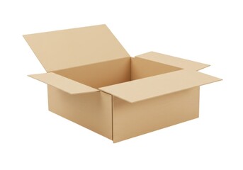 Cardboard box open isolated on white background