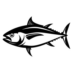 Monochrome Vector Image of a Striking Tuna Fish in Sharp Detail