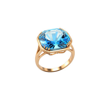octagon cut topaz gemstone on gold ring transparent background isolated png stock