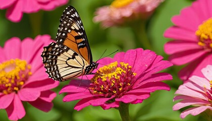 Obraz premium Closeup shot of a butterfly on a beautiful purple flower 1