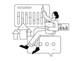 Flat vector illustration of business people operating work scene
