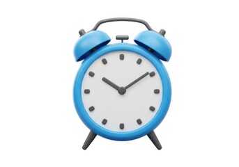 Blue alarm clock time reminder isolated on white background