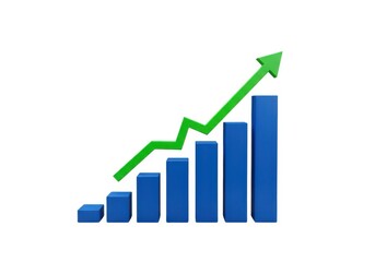Growth chart: business finance and market increase isolated on white background