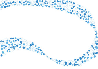 ハート柄の背景 青系の3色 フチと単色 ハート