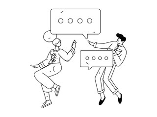 Flat vector illustration of business people operating work scene
