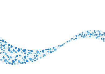 ハート柄の背景 青系の3色 フチと単色 ハート