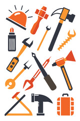 Tools Vector Set Illustration: Hammer, Wrench, Screwdriver, and More