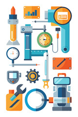 Mechanical Engineering Vector Illustration Tools Equipment Icon Set