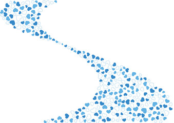 ハート柄の背景 青系の3色 フチと単色 ハート