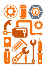 Orange and gray tools on white background vector image