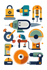 Colorful Tools Illustration: Construction and Repair Equipment