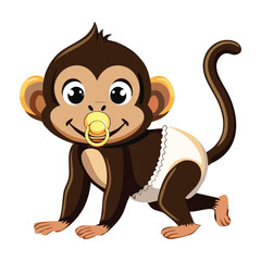 Obraz premium monkey waring diaper, vector illustrator 