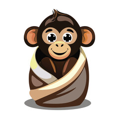 Obraz premium monkey waring diaper, vector illustrator 
