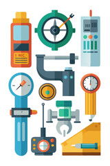 Collection of Measurement and Diagnostic Tools Flat Vector Design