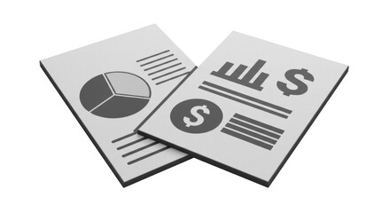 Fototapeta premium Isolated Business Reports with Charts and Dollar Signs