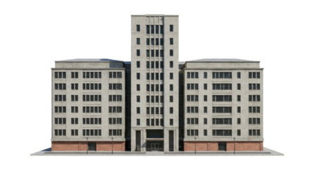 Isolated Multi-Story Apartment Building Exterior