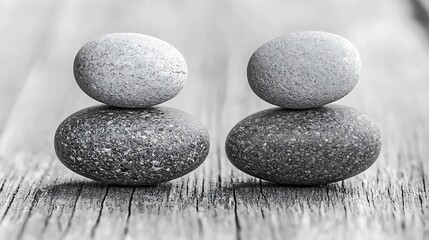 Serene Stacked Stones: A Black and White Study of Balance and Tranquility