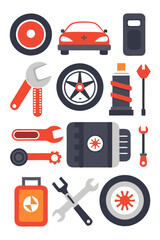Car Repair Tools and Auto Maintenance Equipment Illustration