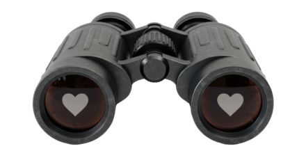 Isolated Binoculars with Heart Reflections for Love