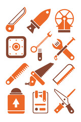 Tools collection with vector icons, construction, and carpentry