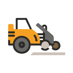 Asphalt roller machinery vehicle vector illustration on black