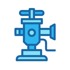 Blue Illustration of Water Tap with Turning Valve