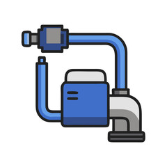 Blue Industrial Water Pump System on Black Background