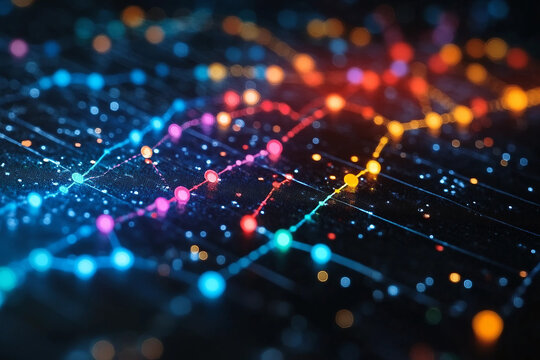 A digital dashboard with floating holographic charts and graphs generated with AI