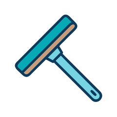 Blue cartoon squeegee icon on black background illustration