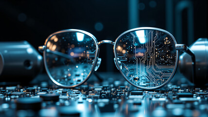 Futuristic Glasses with Circuit Board Design