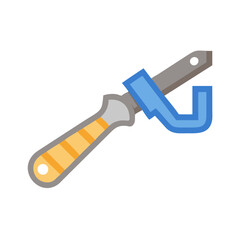 Vector image illustration of hacksaw with a blue guard