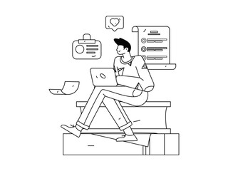 Flat vector illustration of business people operating work scene
