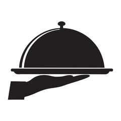 Fototapeta premium Hot Food Serving Icon,black silhouette vector illustration on white background